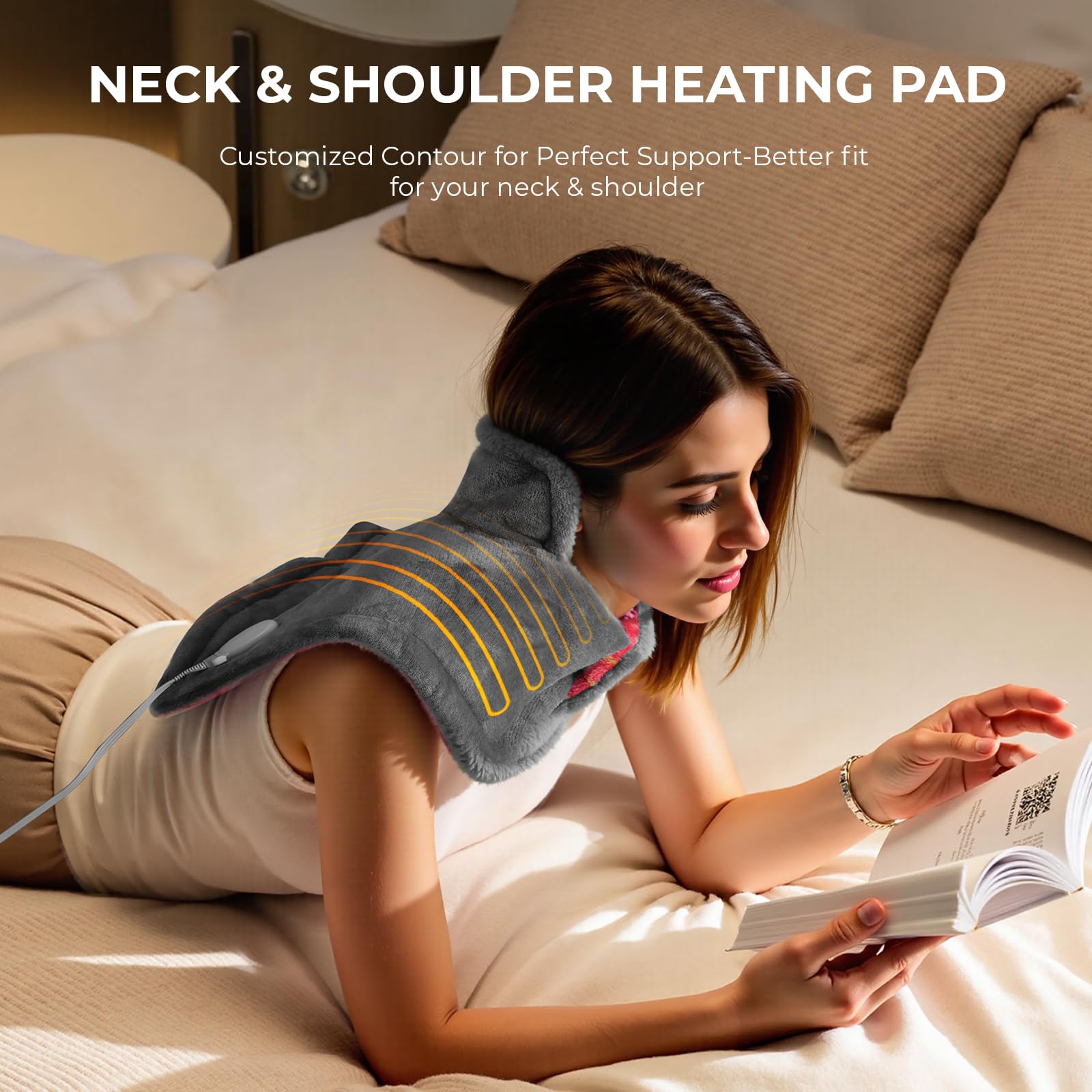 Close up view of the premium micro-glass beads inside the layered weighted heating pad fabric