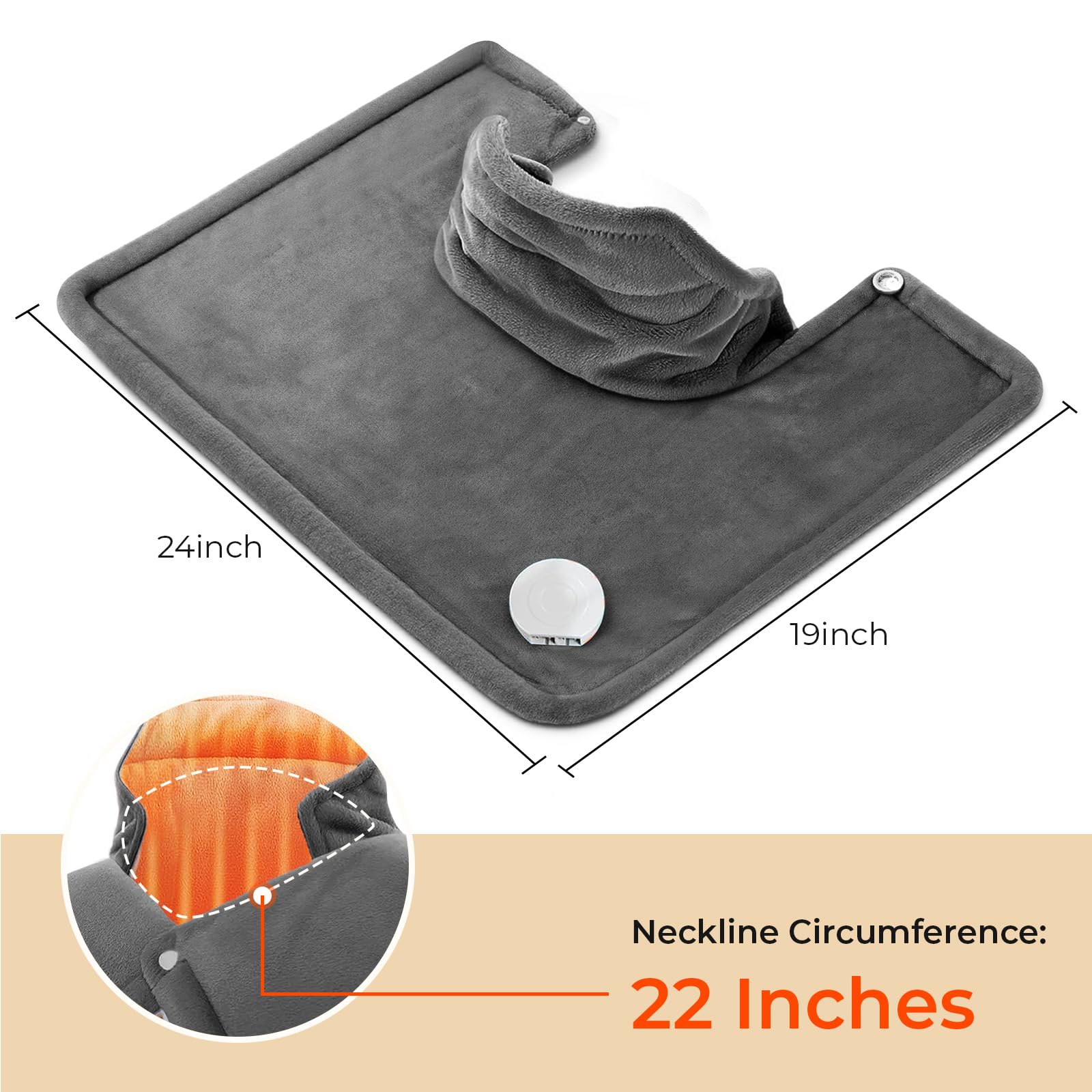 VAAGHANM therapeutic heat pad spread flat demonstrating the full coverage area for upper back relief