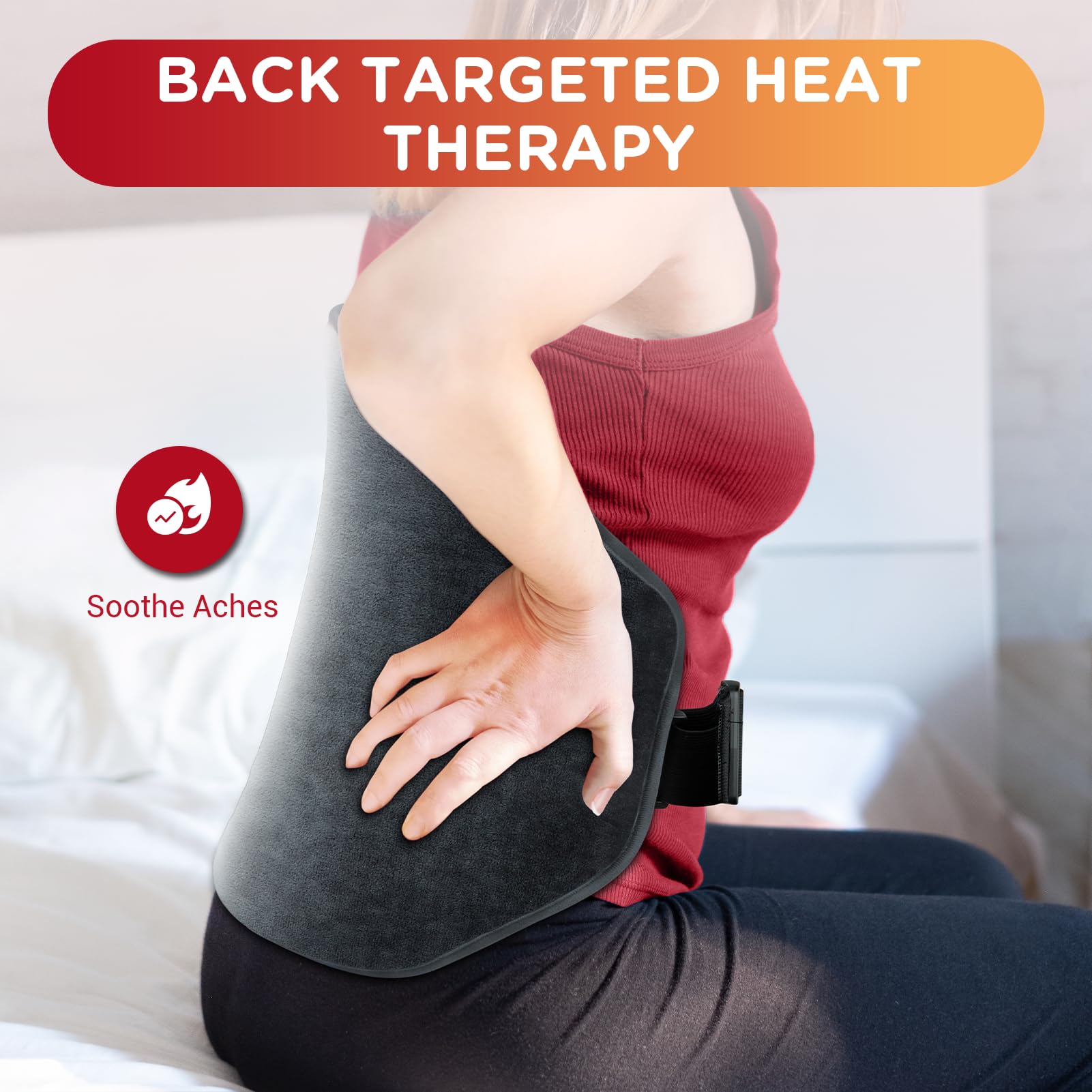 Close-up of the premium soft grey flannel material used in the Comfytemp lumbar pad