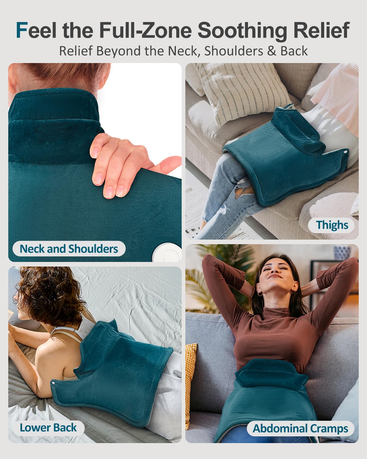 Leatigio deep pressure therapy heat pad laid flat displaying dimensions