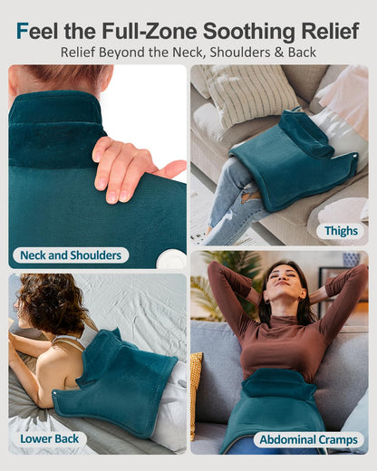 Leatigio deep pressure therapy heat pad laid flat displaying dimensions