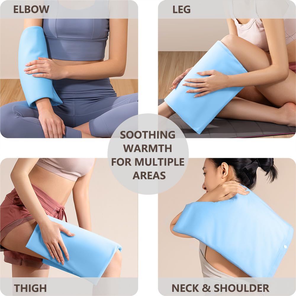 Boncare portable heating pad inside its soft grey machine washable polyester cover