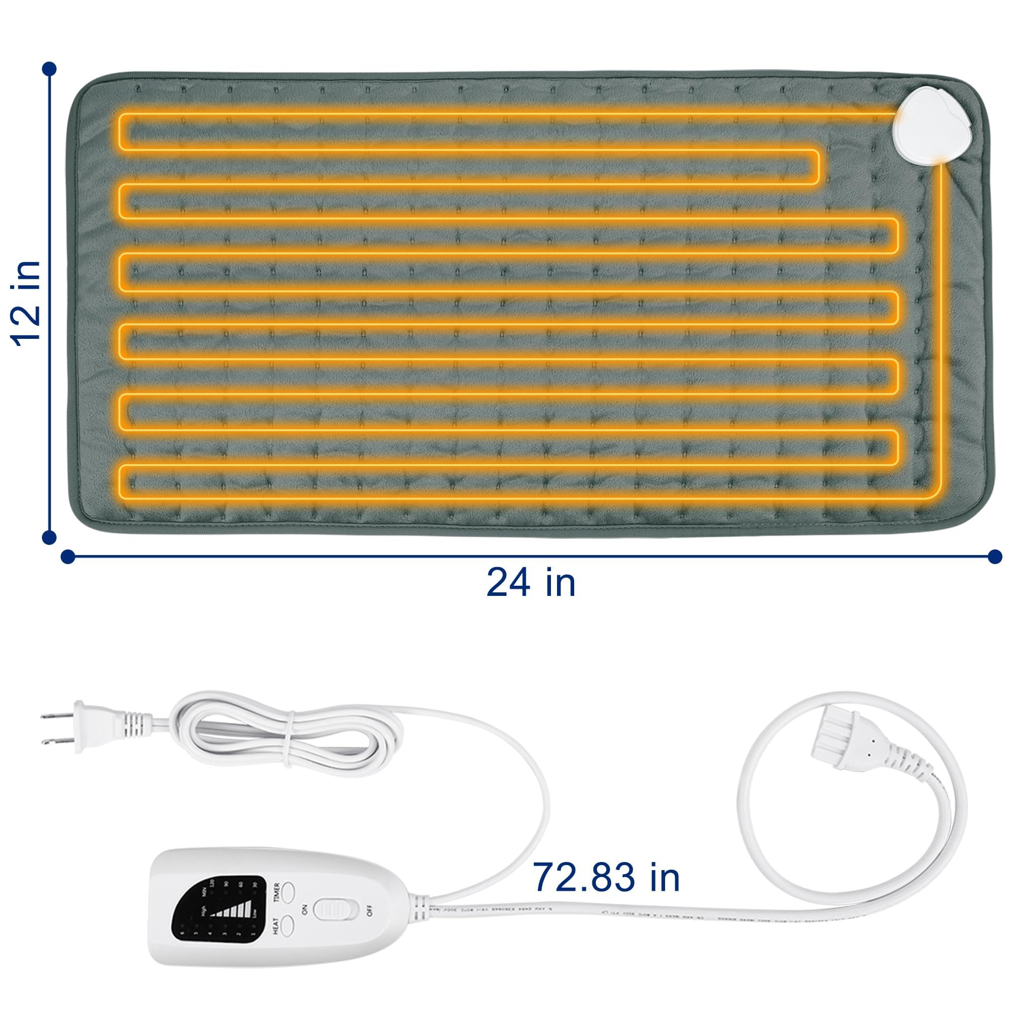 Soft premium coral fleece material texture of the heating pad highlighted to showcase full body comfort features