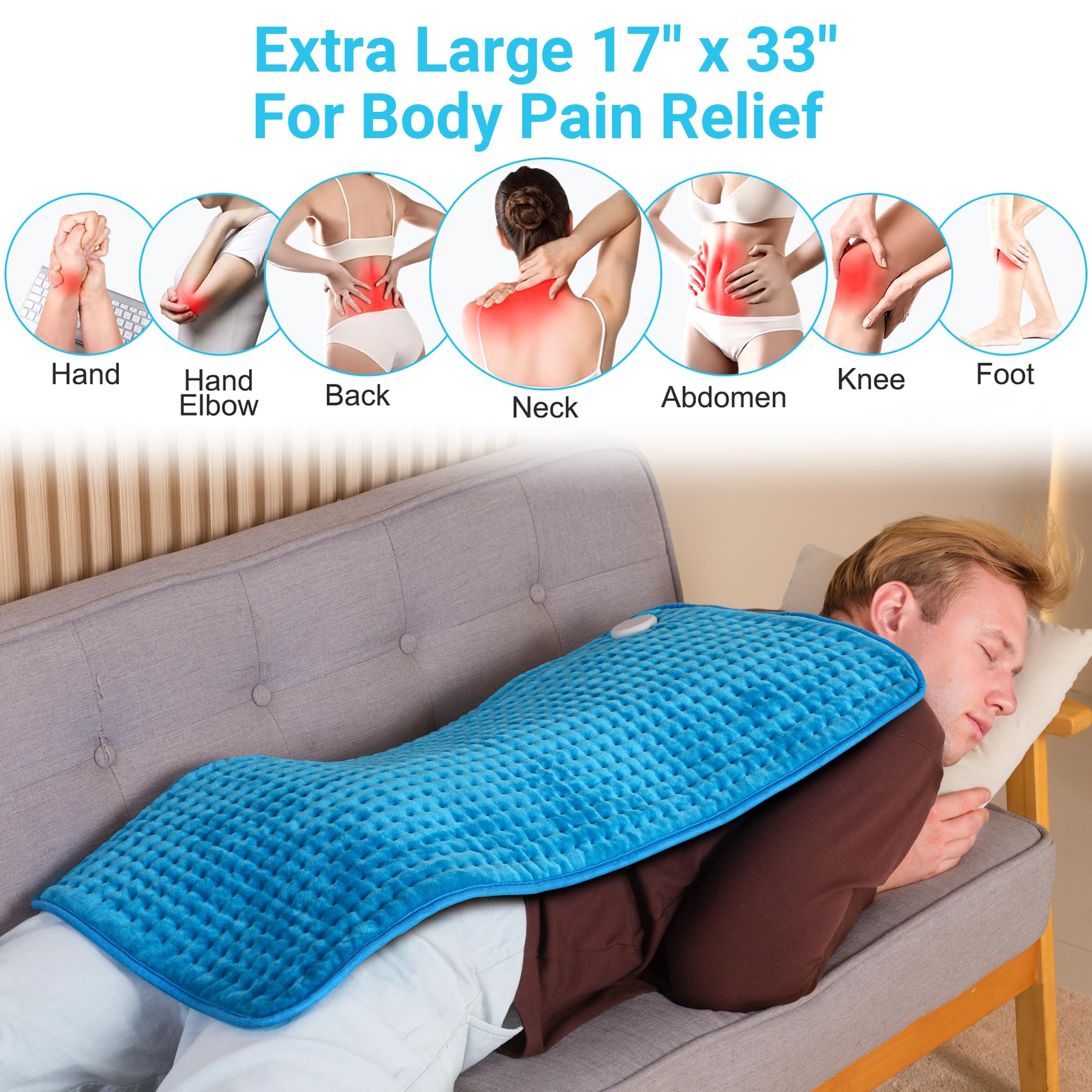Plush crystal fleece texture of the premium orthopedic heating wrap for back pain relief.
