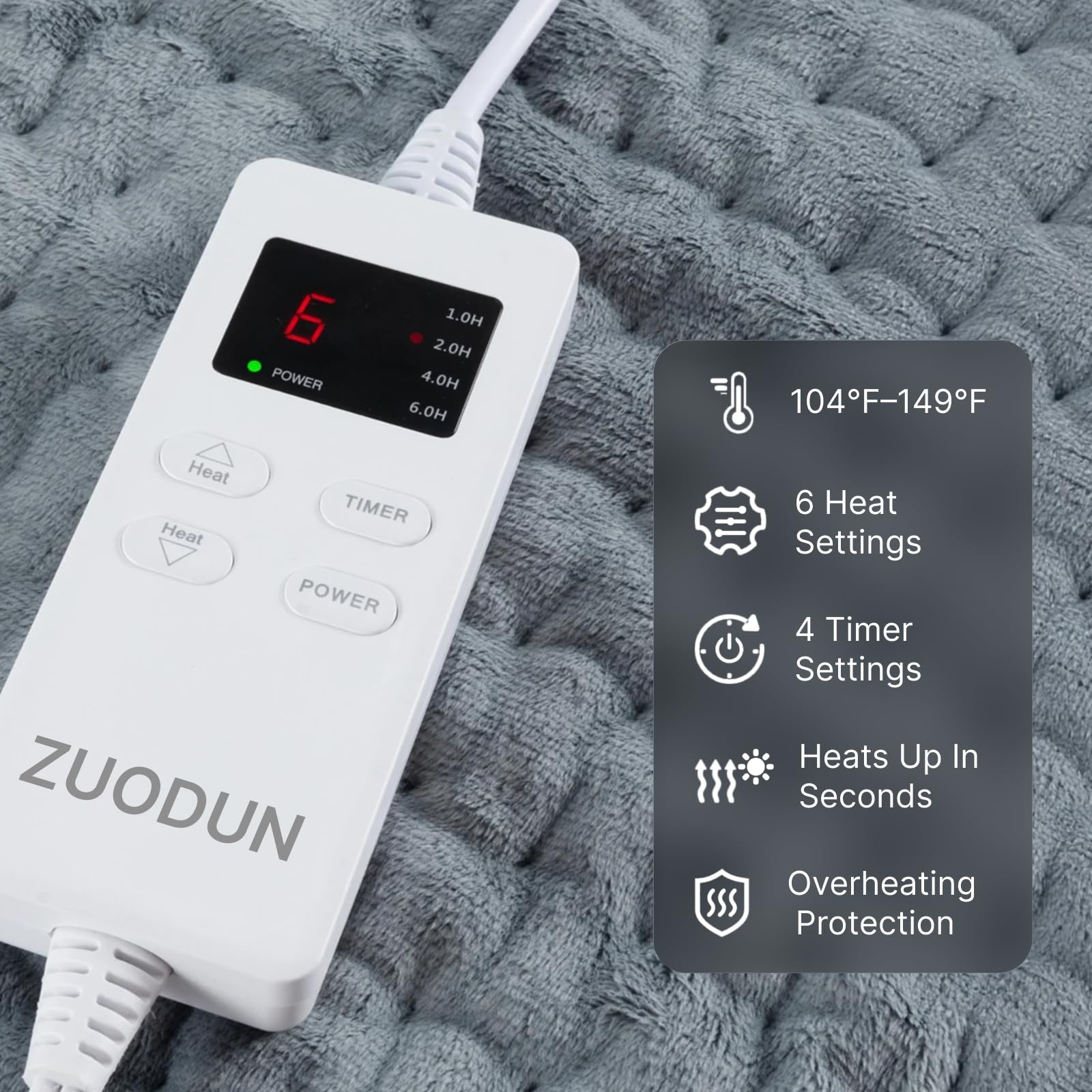 Authentic electric heating pad showing full thirty by sixty centimeter dimensions for targeted lumbar heat therapy.