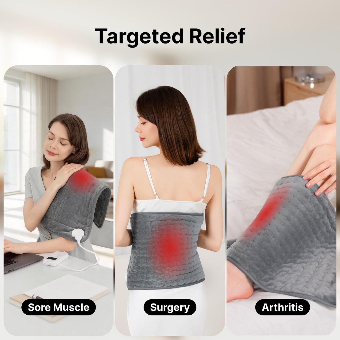 Premium wellness gift box packaging of the grey flannel electric warmer perfect for family members.