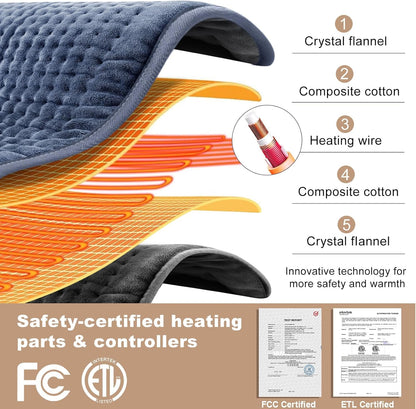 VAAGHANM heat therapy mat laid flat illustrating the thirty three by seventeen inch dimensions for full body coverage.