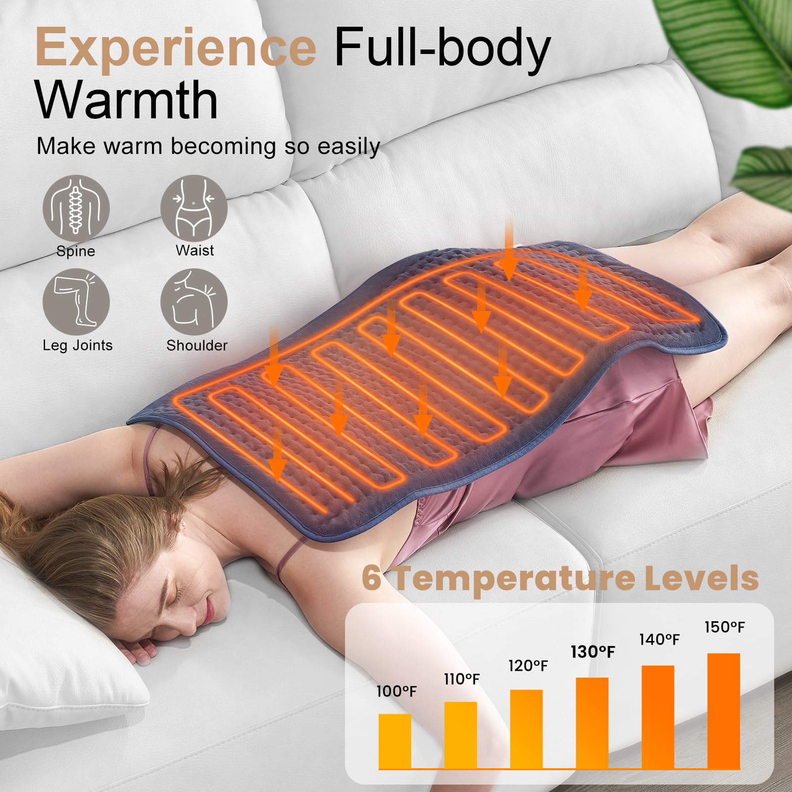 Close up view of the VAAGHANM digital remote displaying six temperature levels and automatic timer configurations.