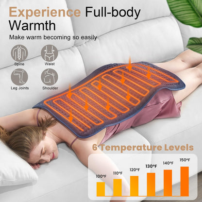 Close up view of the VAAGHANM digital remote displaying six temperature levels and automatic timer configurations.