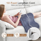 VAAGHANM therapeutic heating blanket draped over a shoulder to demonstrate targeted upper body pain relief.