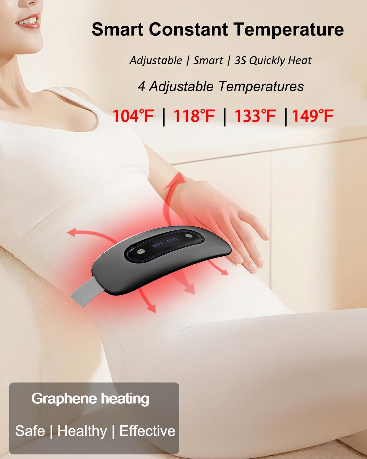 Flyhorse cordless period cramp relief belt with adjustable elastic strap and stable connection buckle