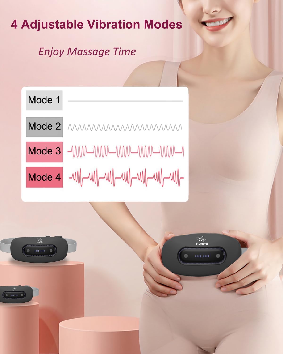 Flyhorse wireless heating pad highlighting the Type-C USB charging port and sleek lightweight profile