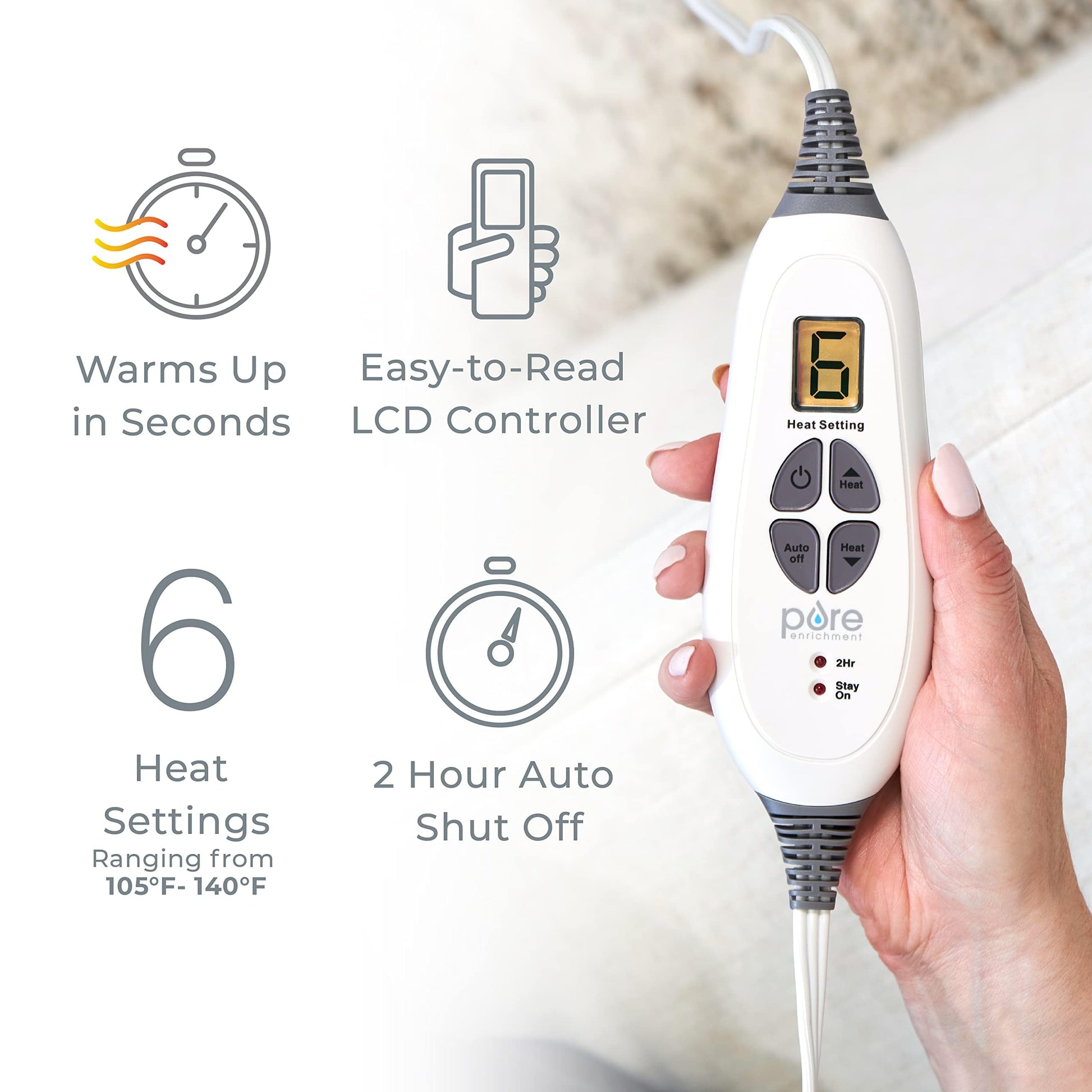 Detachable wire connection point on the machine washable Pure Enrichment plush heating pad
