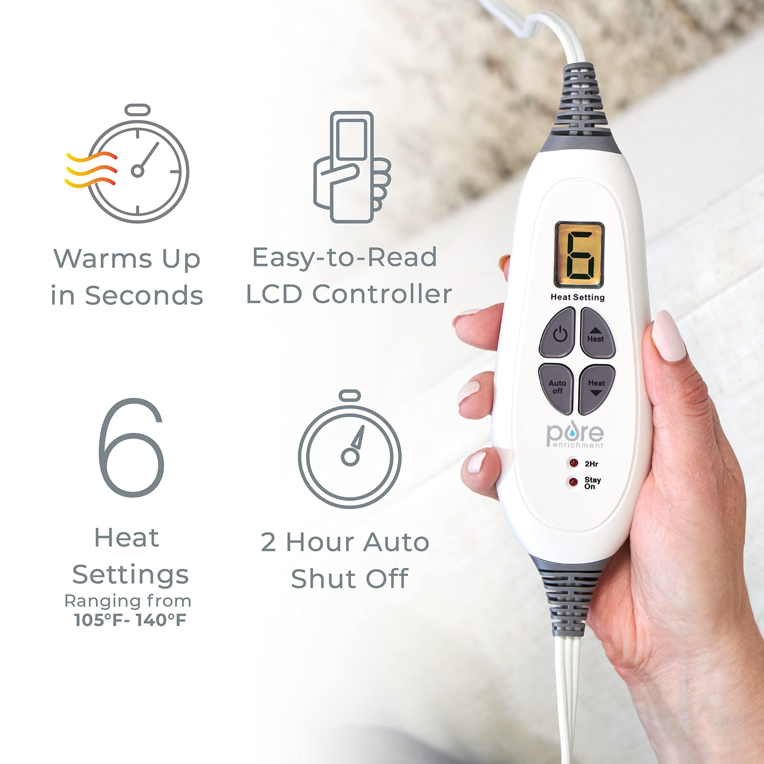 Detachable wire connection point on the machine washable Pure Enrichment plush heating pad