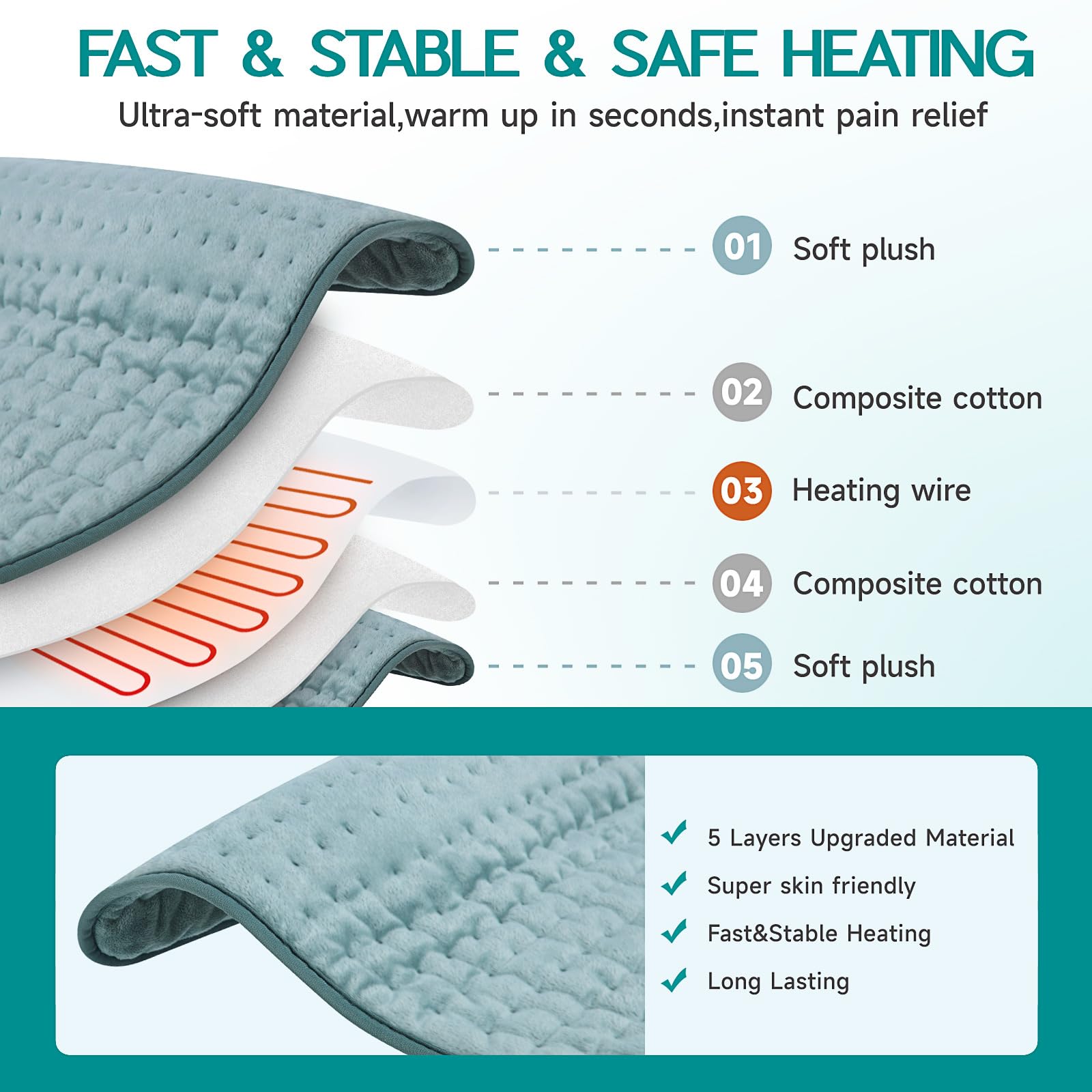 Gray electric heating belt wrapped around lower back for muscle relief