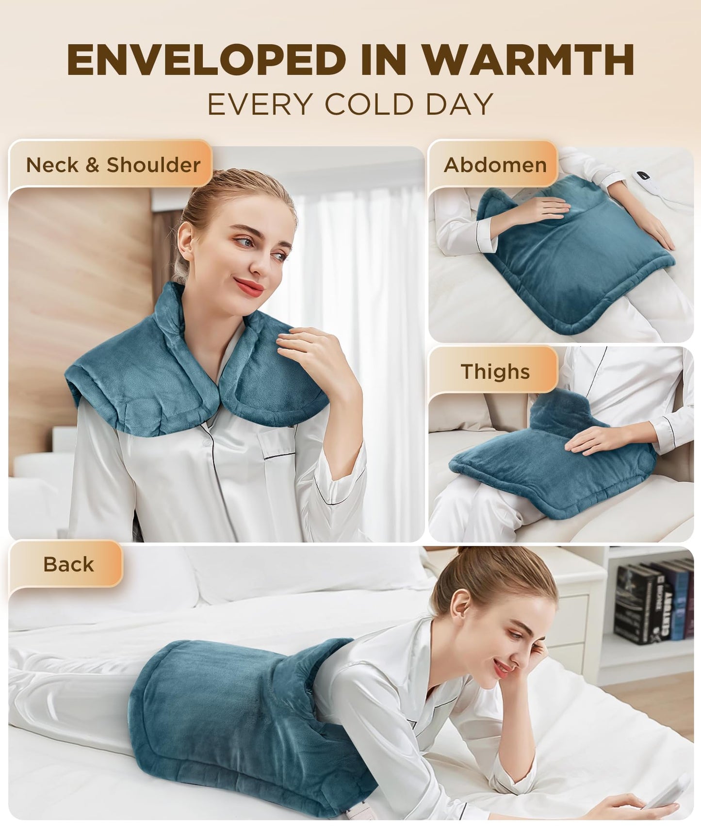 Lenmen automatic timer heating pad being positioned on the lower back for muscle relief