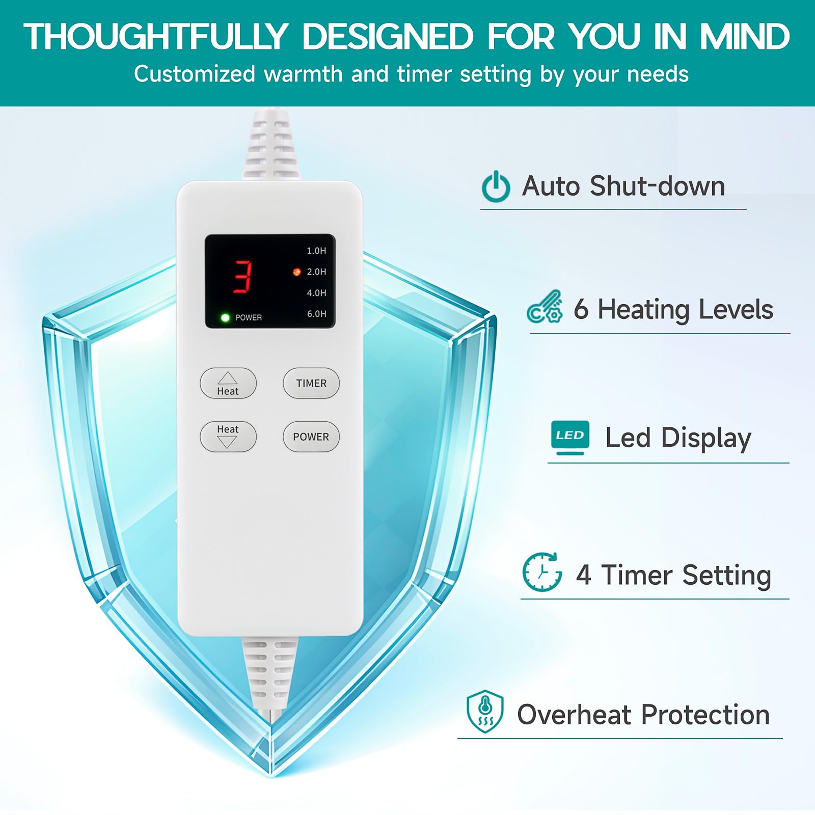 Plush heating pad placed on stomach area for period cramp management
