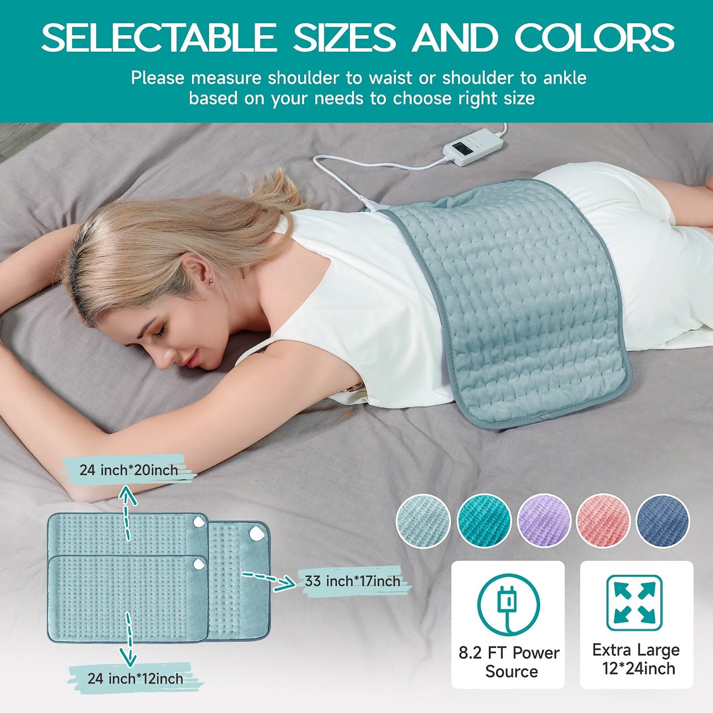Electric heating wrap being used on shoulders to relieve tension stiffness
