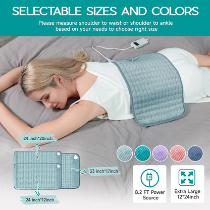 Electric heating wrap being used on shoulders to relieve tension stiffness