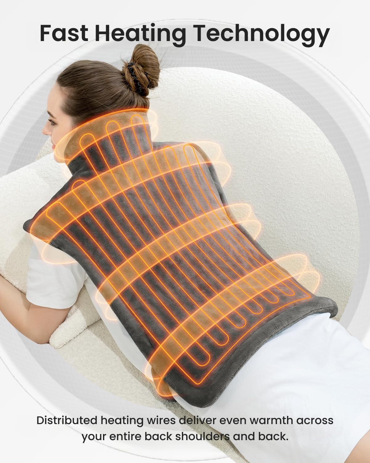 Renpho back heating pad showing snap fasteners and straps