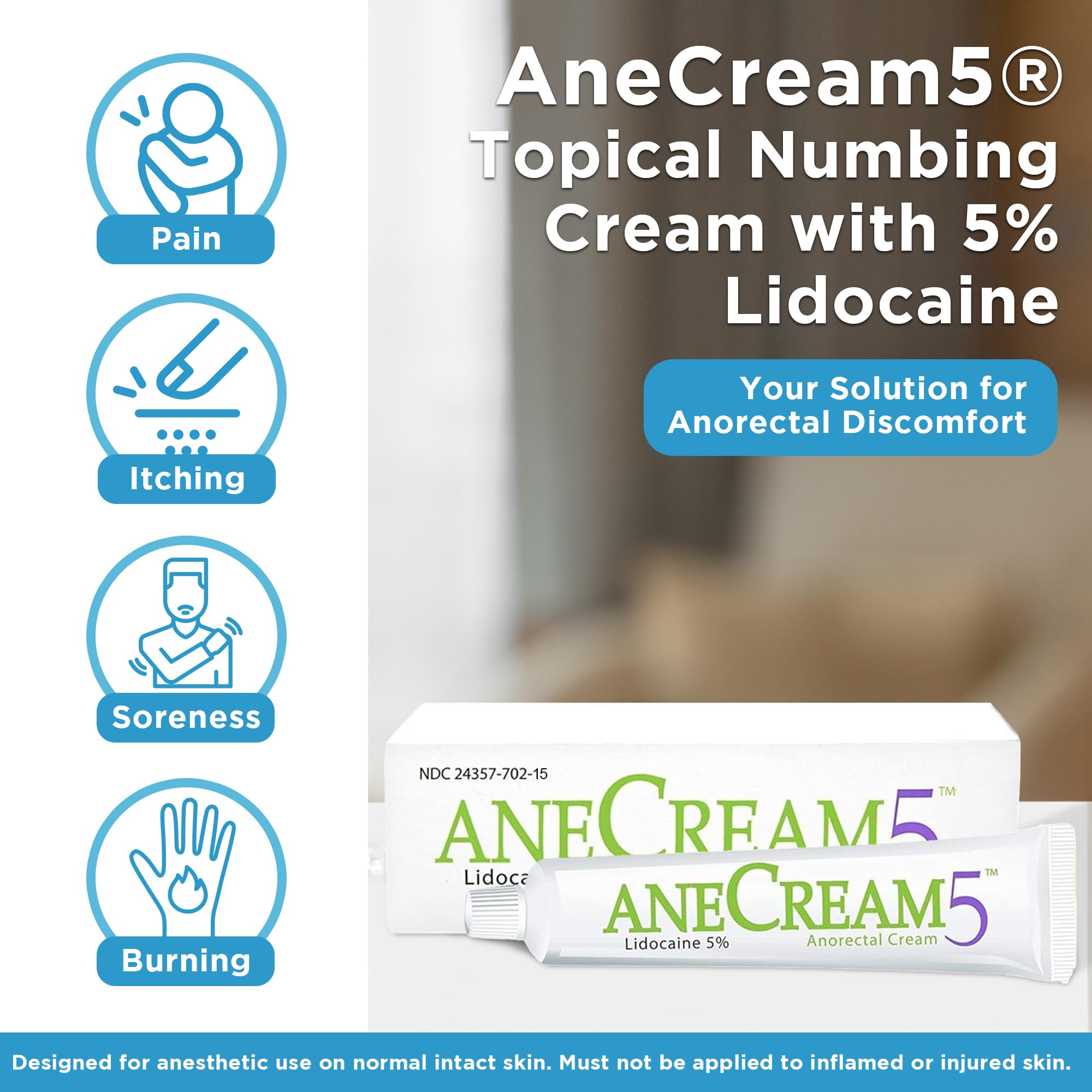 AneCream maximum strength topical anesthetic cream box showing active ingredients list