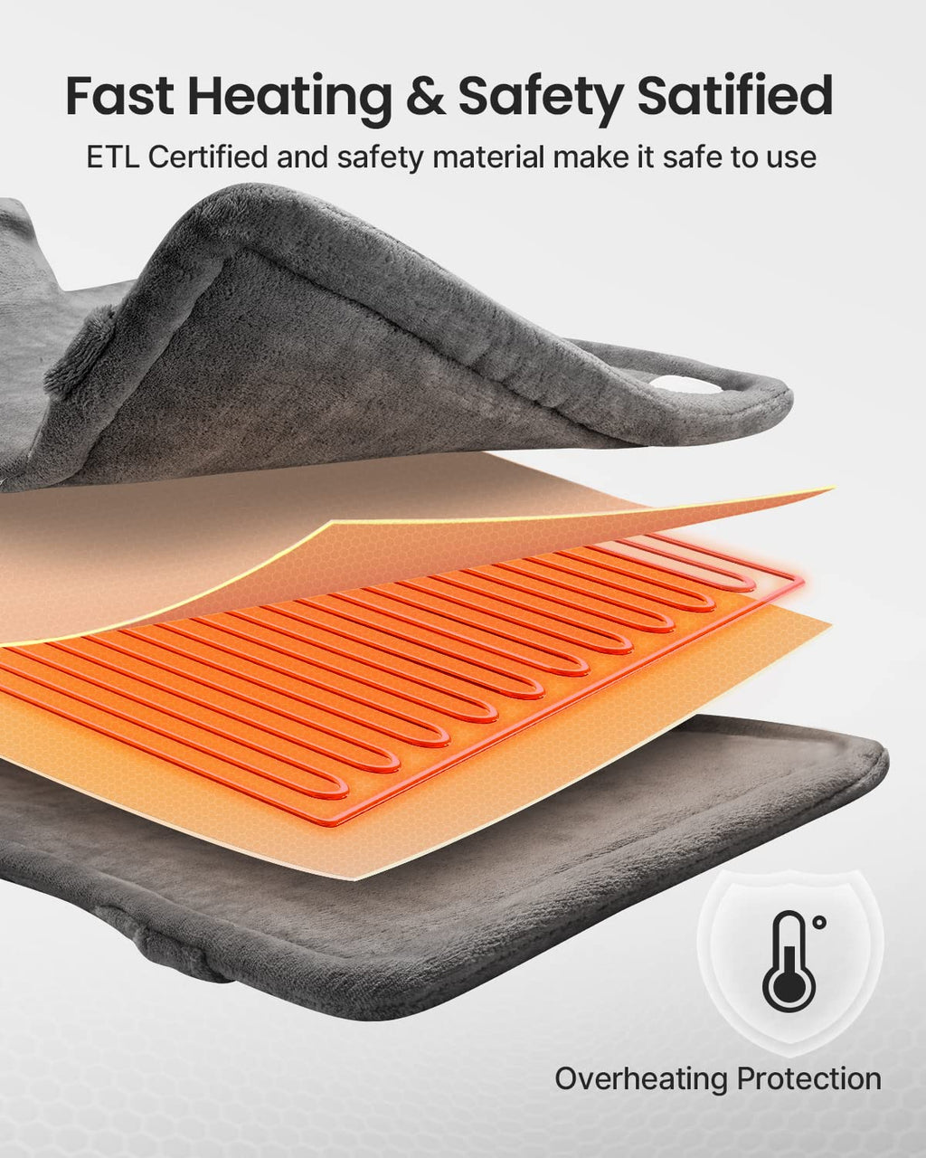 Side view of Renpho weighted heating pad for neck relief