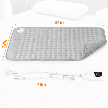 Deepsoon heating pad folded neatly alongside its detached power cord and user manual.