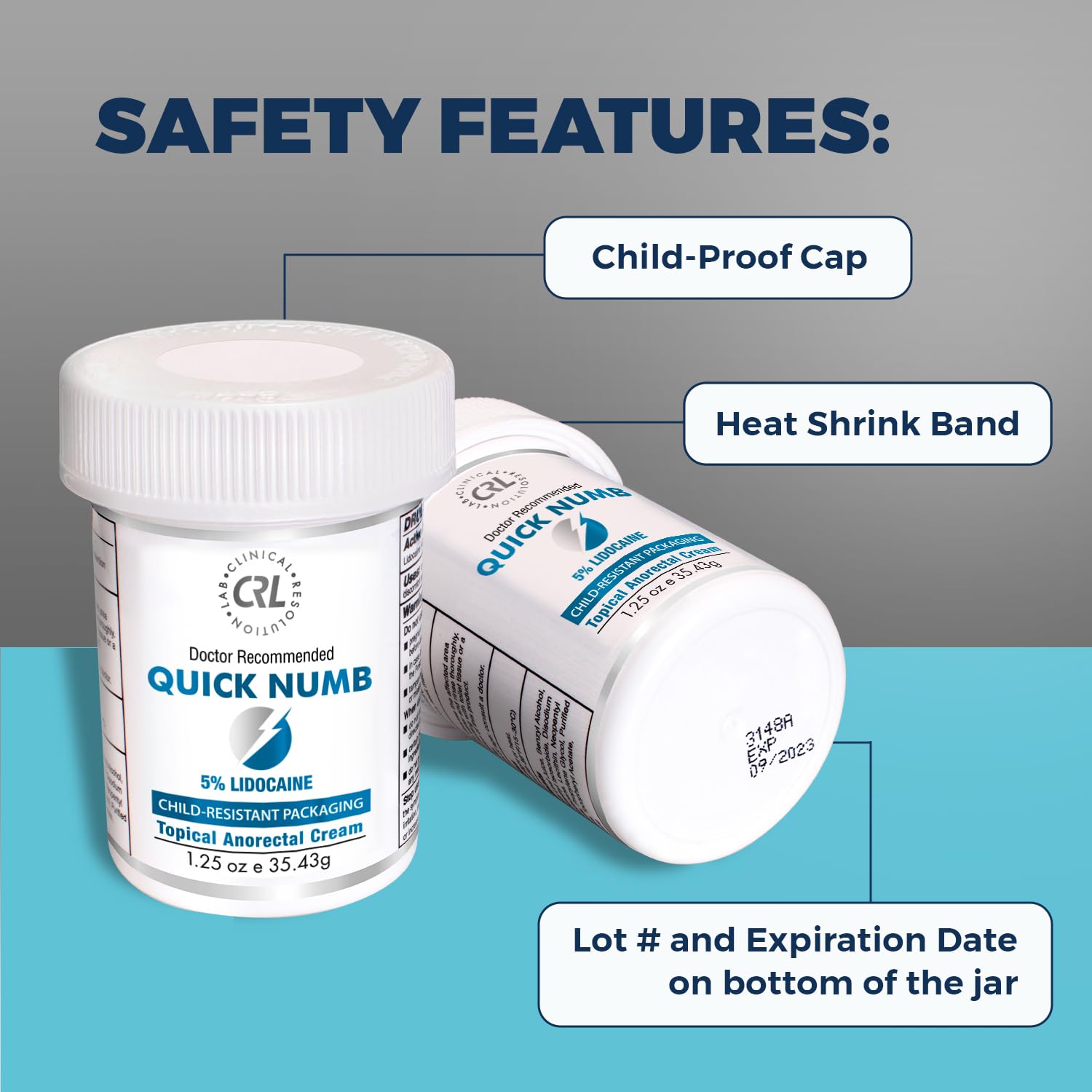 Water based oil free non greasy lidocaine numbing cream 1.25 ounce authentic USA import
