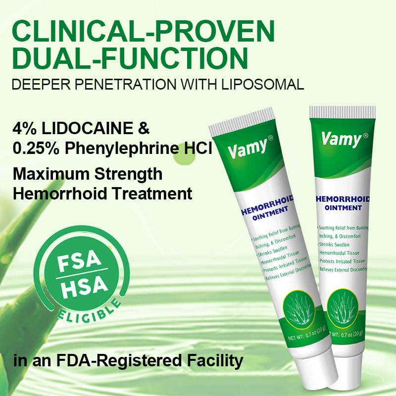 Two tubes of Vamy herbal ointment for temporary relief of burning and itching symptoms.