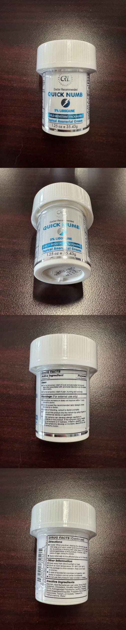 Anorectal discomfort and pain relief cream jar showing texture of Clinical Resolution Quick Numb