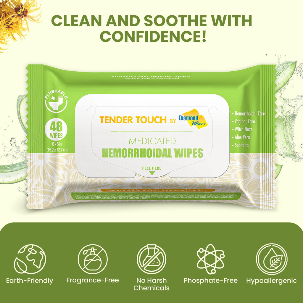 Natural botanical astringent hemorrhoidal care wipes package details