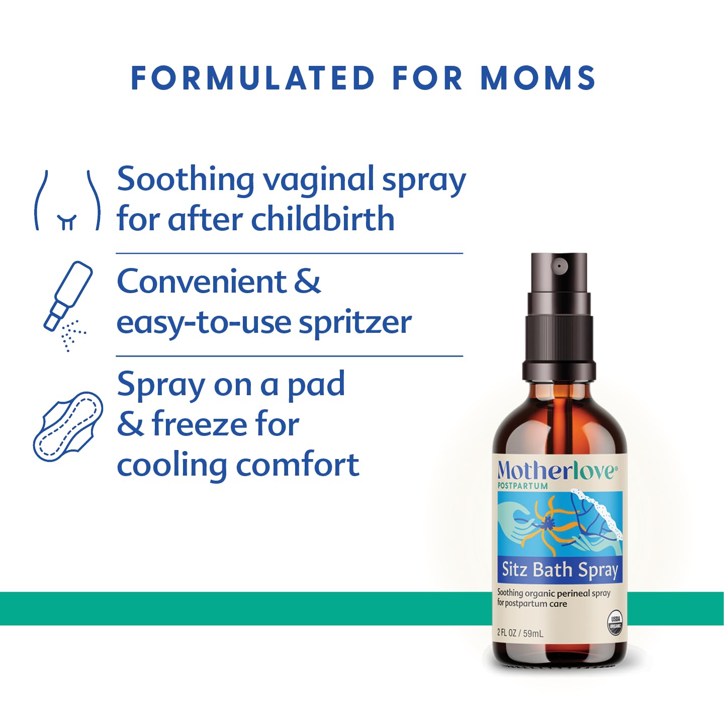 Motherlove postpartum care herbal perineal spray with witch hazel organic ingredients