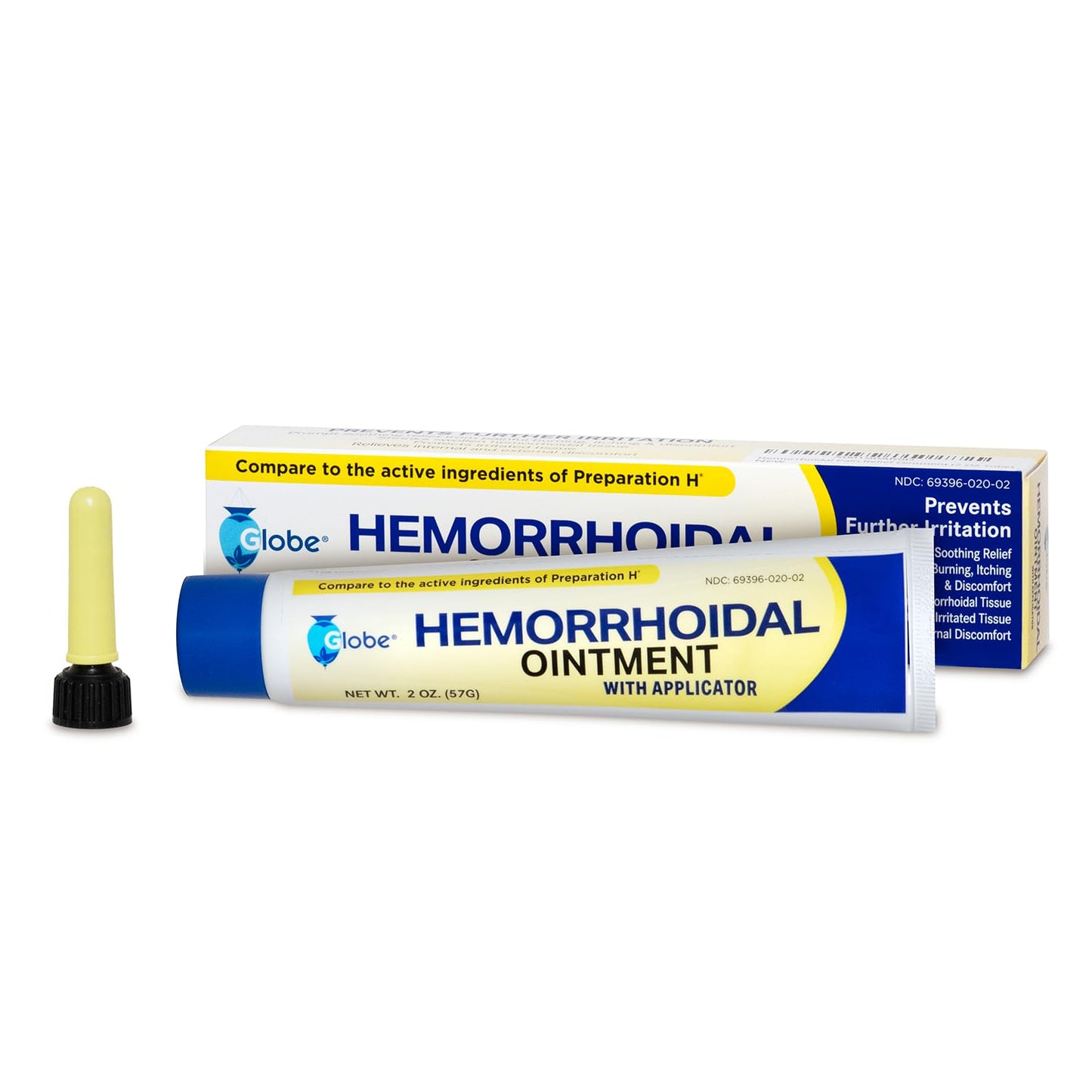 Close up view of the applicator tip included with the Globe hemorrhoidal burning and itch ointment.