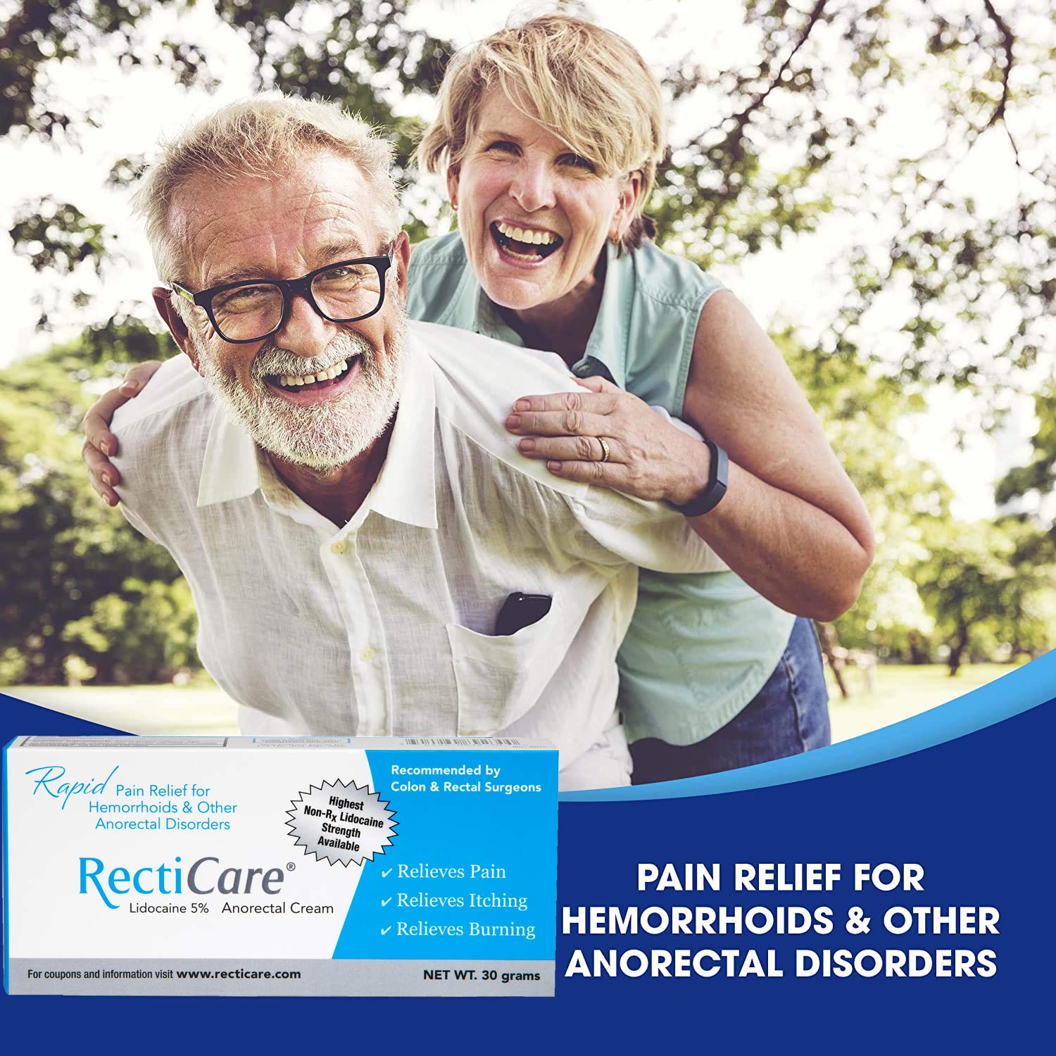 RectiCare anorectal cream packaging box reverse directions