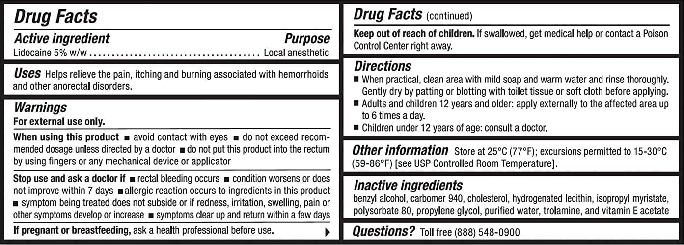 RectiCare local anesthetic cream for external perianal use