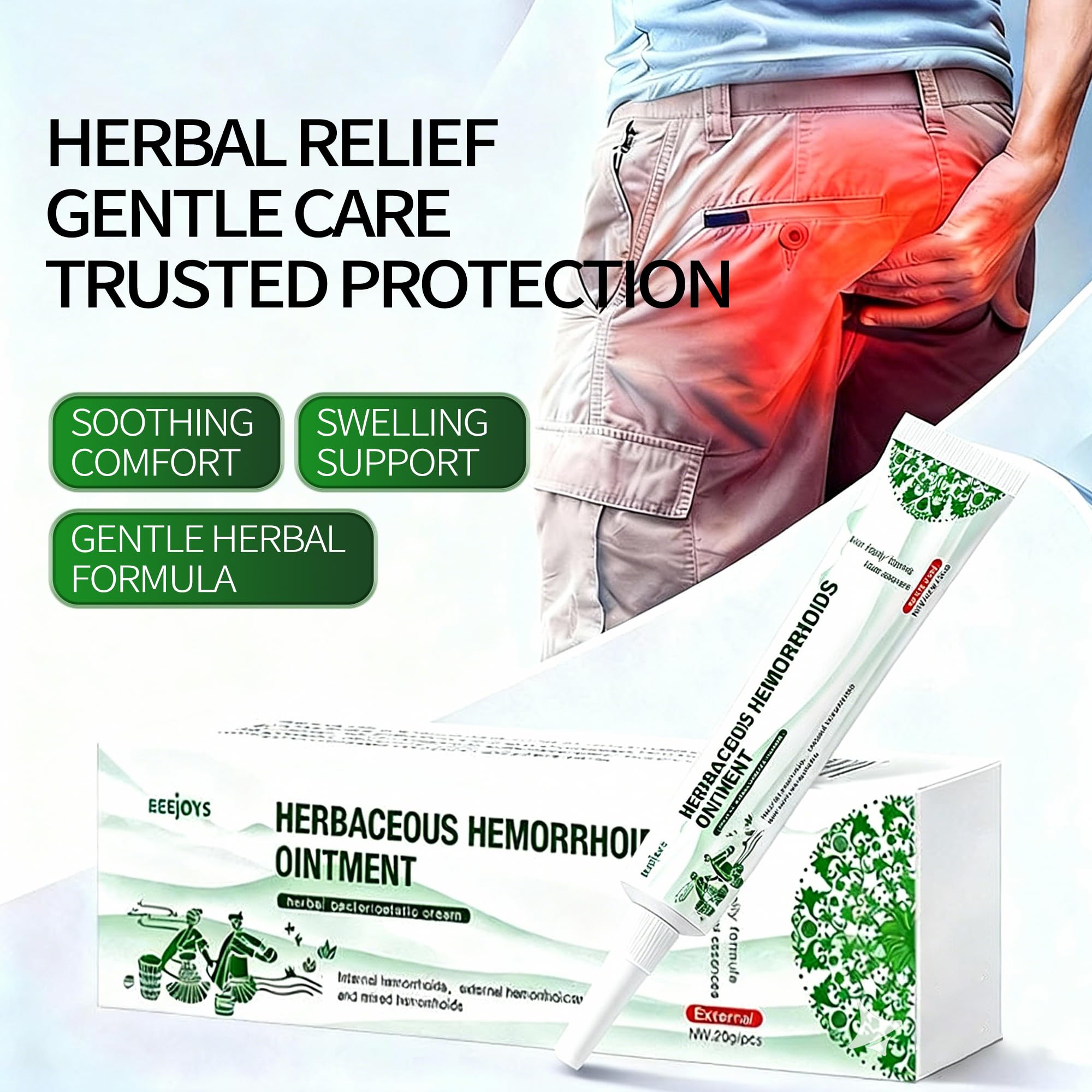 Fast acting relief ointment for painful burning and itching sensations.