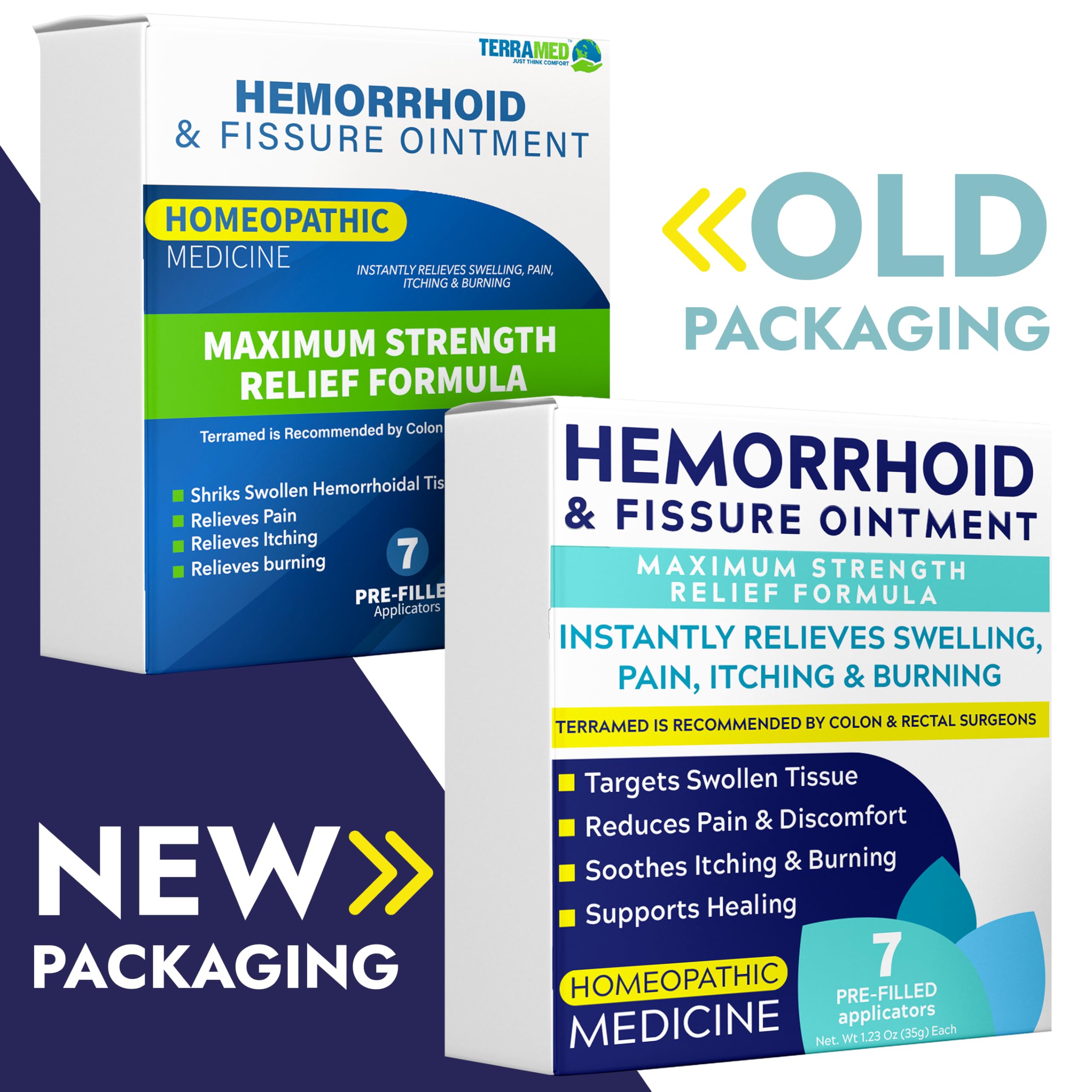Terramed hemorrhoid treatment box showing seven pre-filled applicators for targeted internal application.