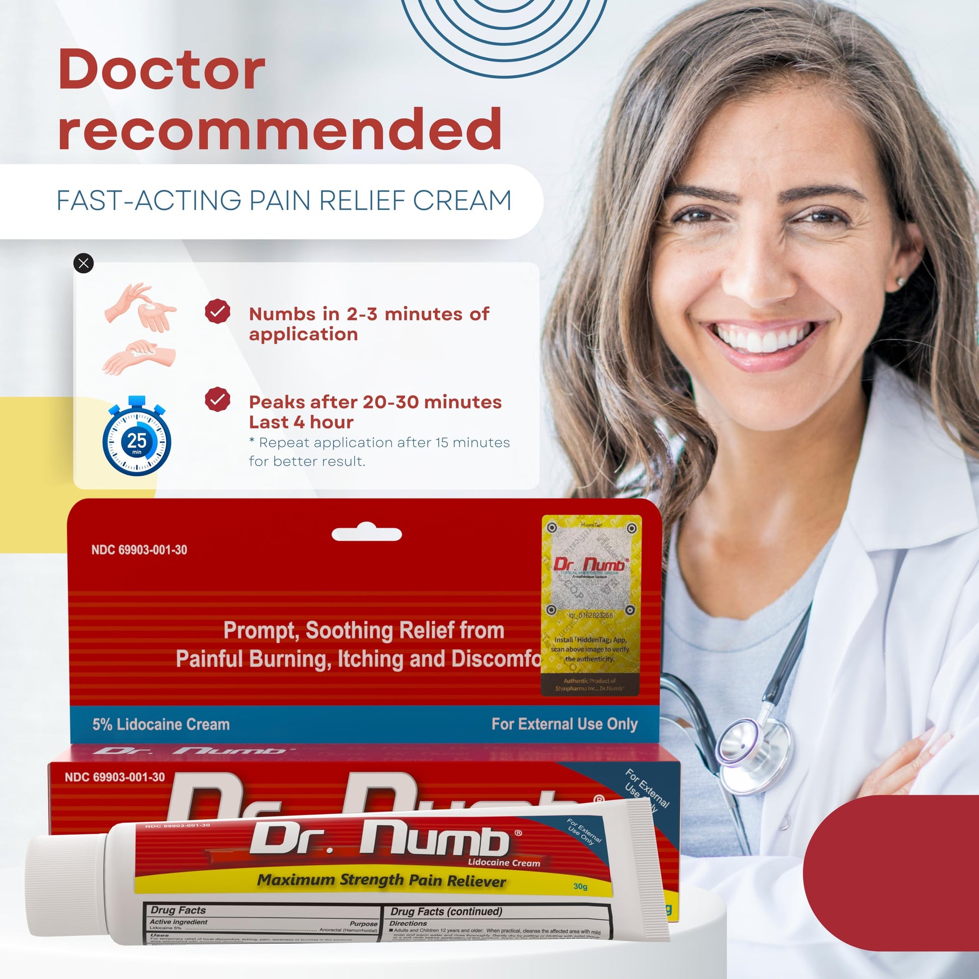 Dr. Numb topical pain relief ointment with Vitamin E directions
