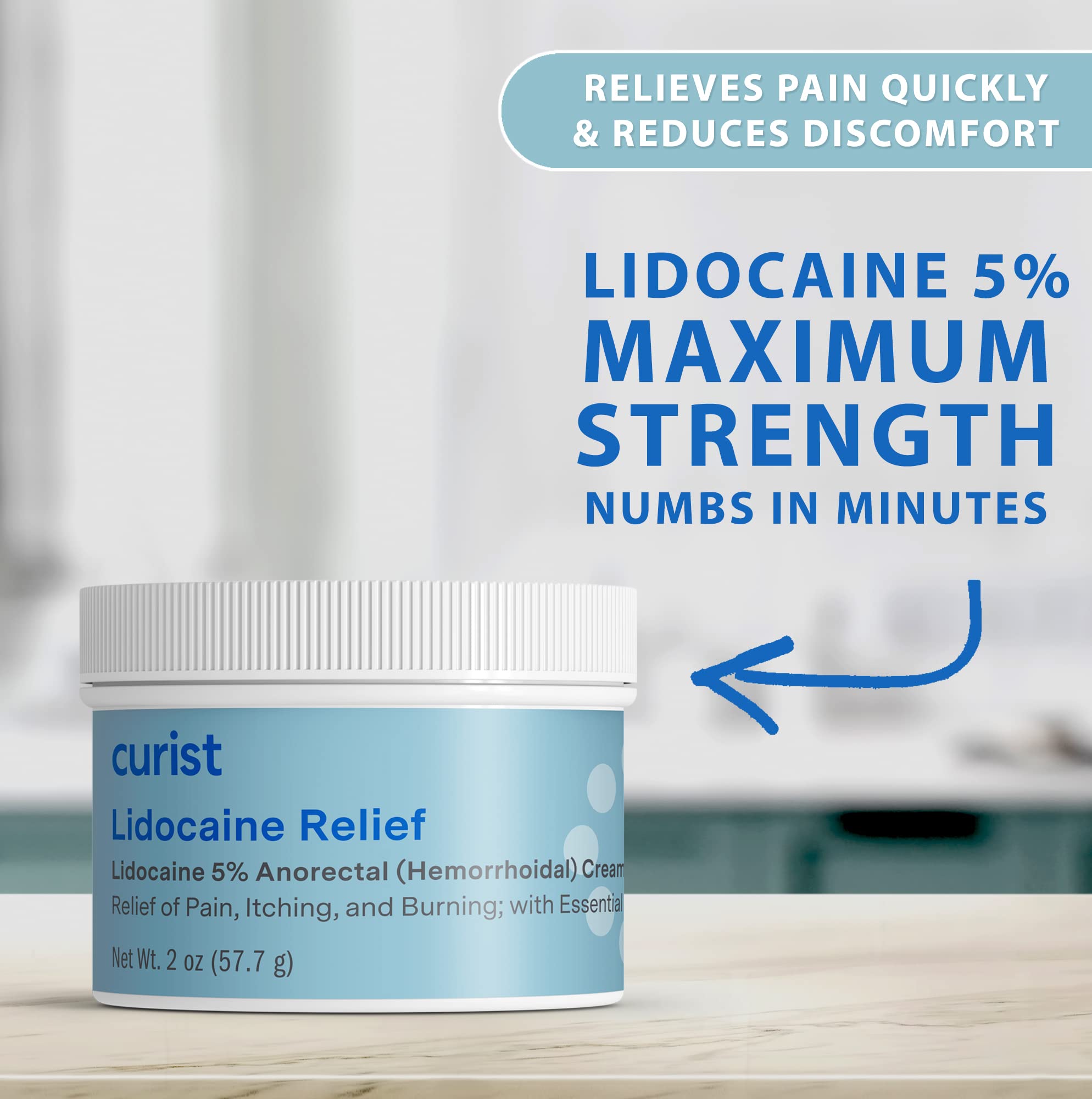 Back label of Curist lidocaine cream detailing drug facts and application instructions