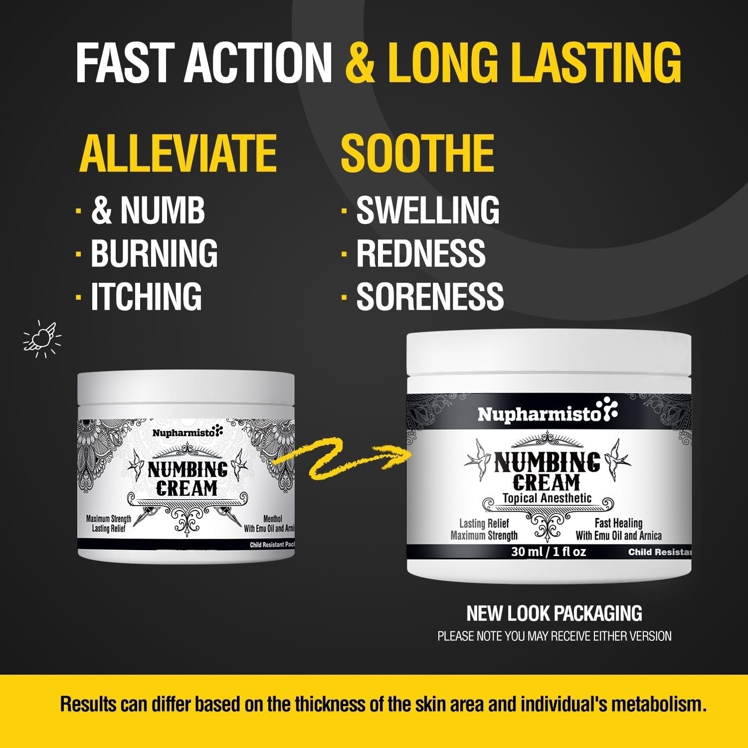 Nupharmisto 5x numbing cream with emu oil and arnica for skin desensitization