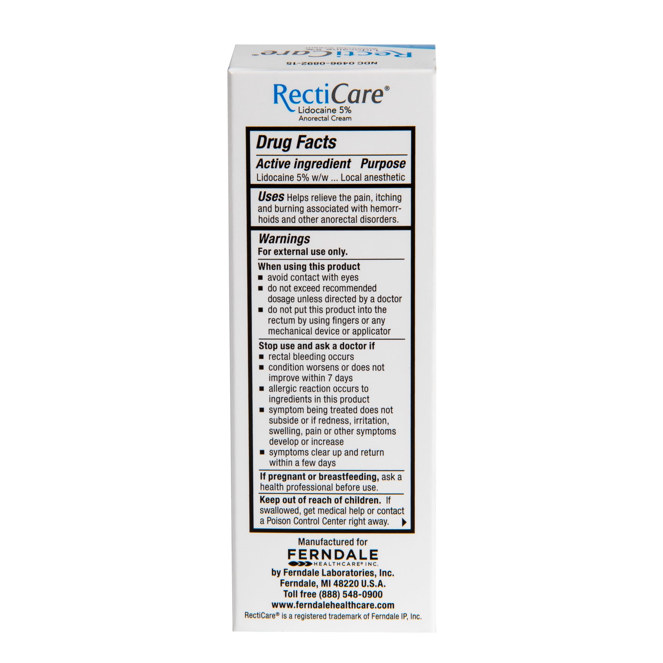RectiCare 15g tube for hemorrhoidal discomfort relief