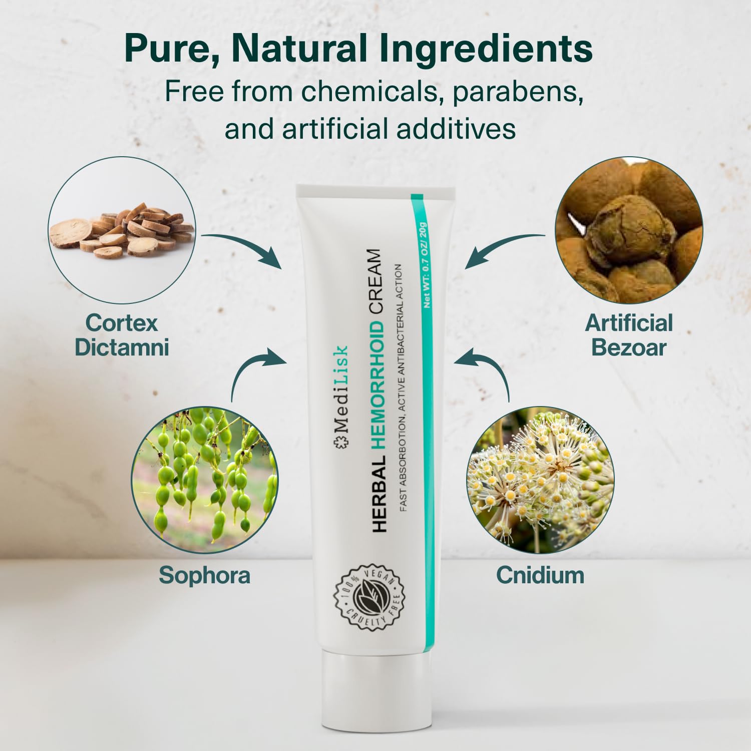 MediLisk plant-based non-steroidal ointment tube for itching and burning support