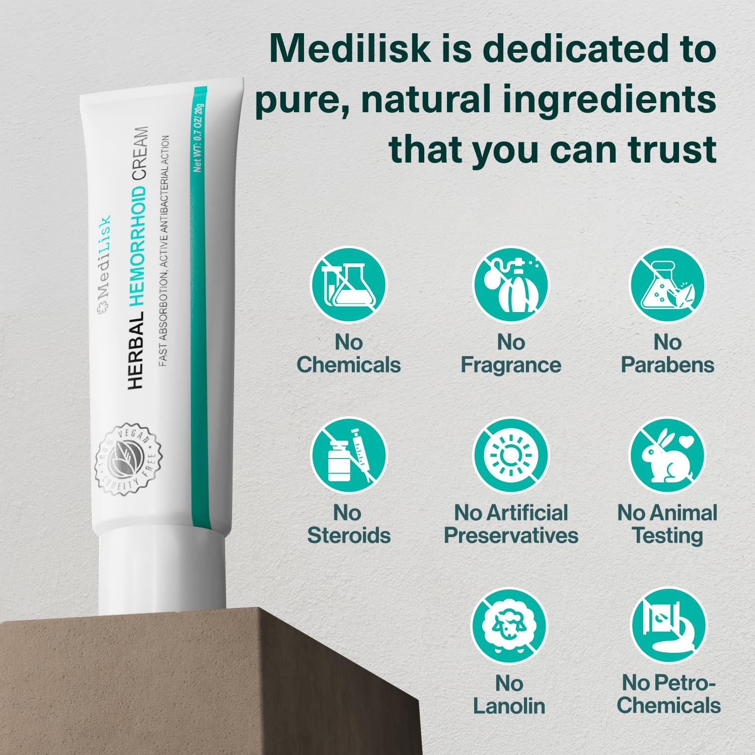 MediLisk 0.7 Ounce fast absorbing hemorrhoid treatment box display