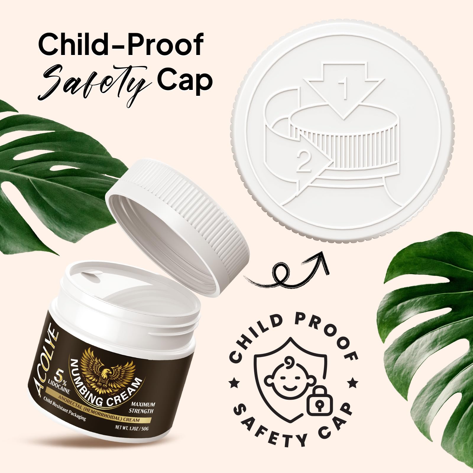 Authentic USA imported Acolye topical numbing cream for tattoo and piercing pain management