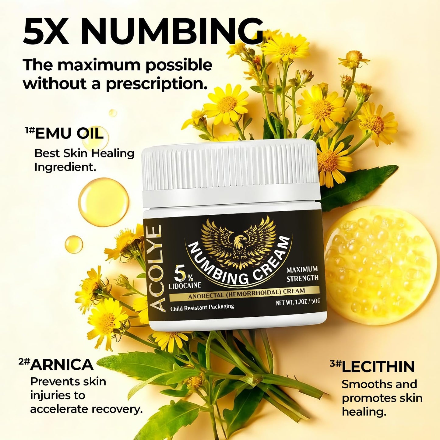 Acolye skin desensitizing cream with protective seal showing professional grade packaging