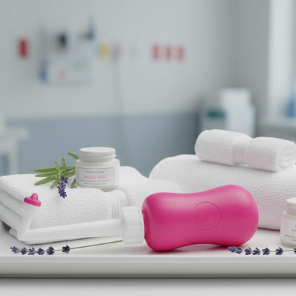 Ninja Mama postpartum care kit accessory displayed flat lay with soft cotton towels.