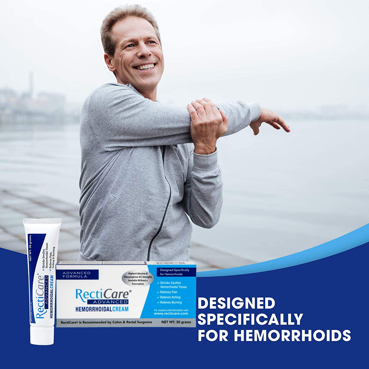 RectiCare 30 grams packaging showcasing doctor recommended formula for postpartum and anorectal discomfort
