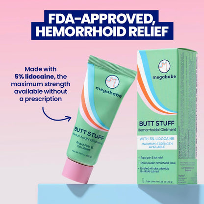 Megababe maximum strength hemorrhoid cream with five percent lidocaine formulation.