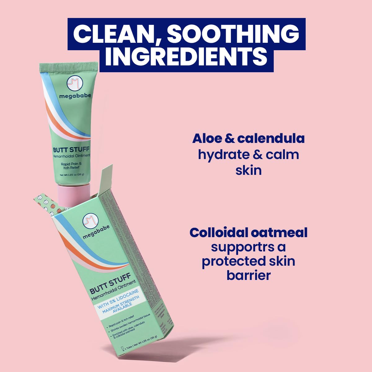 Megababe 1.25 ounce lidocaine ointment tube for shrinking swollen tissues.
