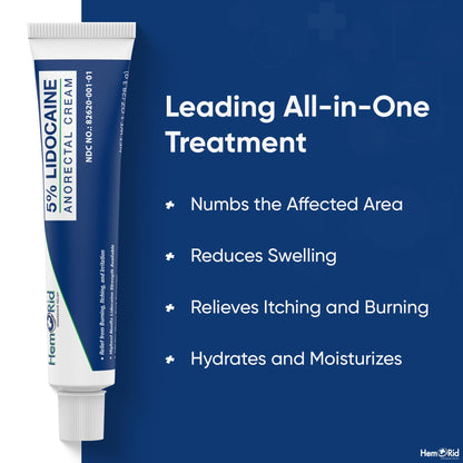 Maximum strength over the counter lidocaine cream by HemRid for burning relief